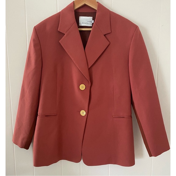 BOUGUESSA Two-tone Fitted Blazer in Terracotta Size Medium - Picture 2 of 8